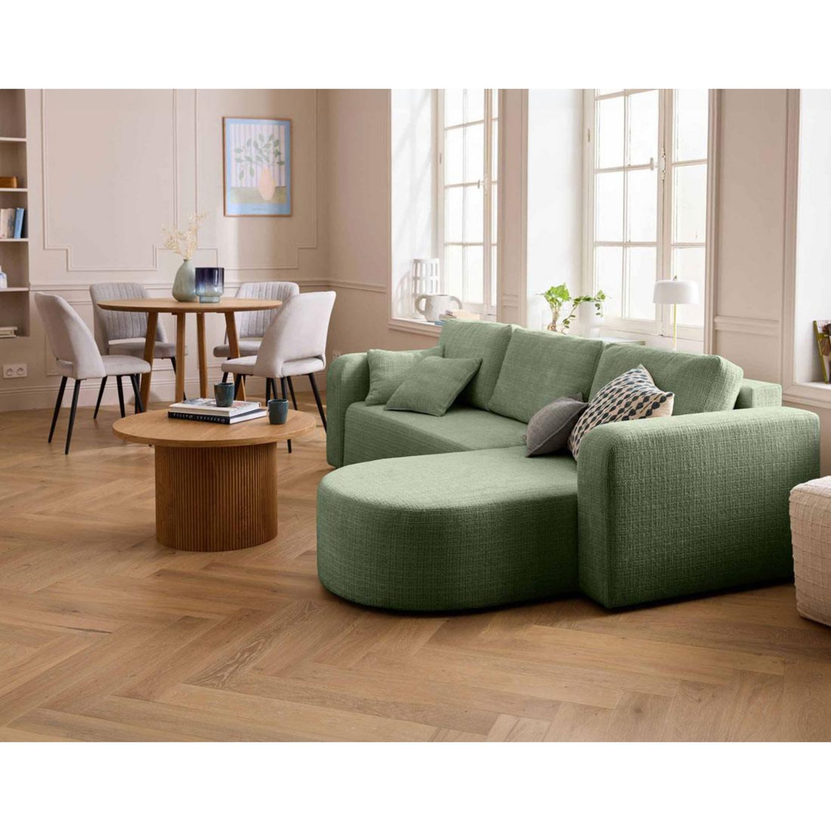 BEST MOBILIER Miro - canapé d'angle réversible - 4 places - convertible avec coffre - en velours texturé