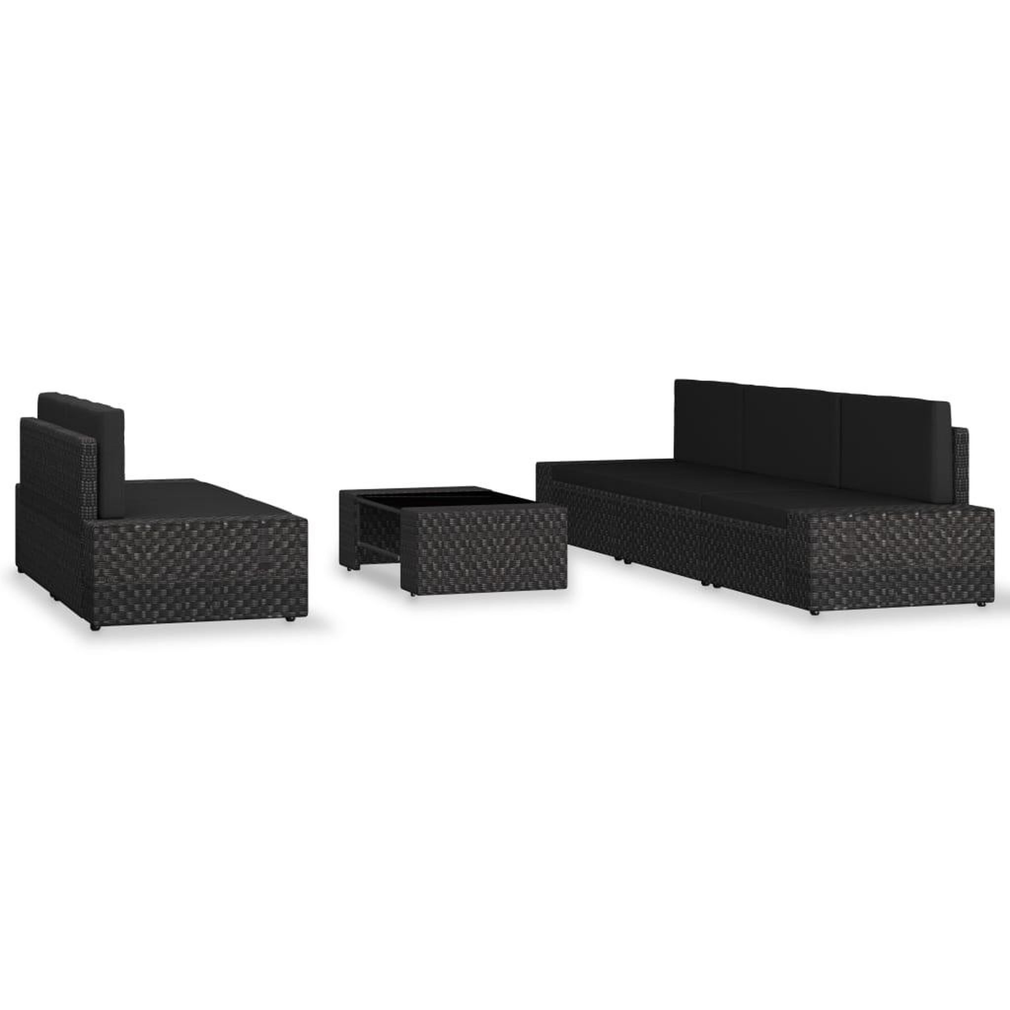 Voir la diapositive 2 : VIDAXL Salon de jardin 6 pcs Resine tressee Noir