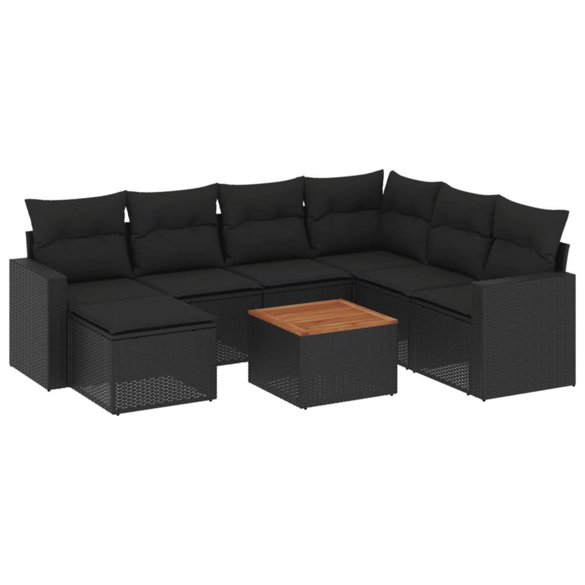 VIDAXL Salon de jardin 8 pcs avec coussins noir resine tressee