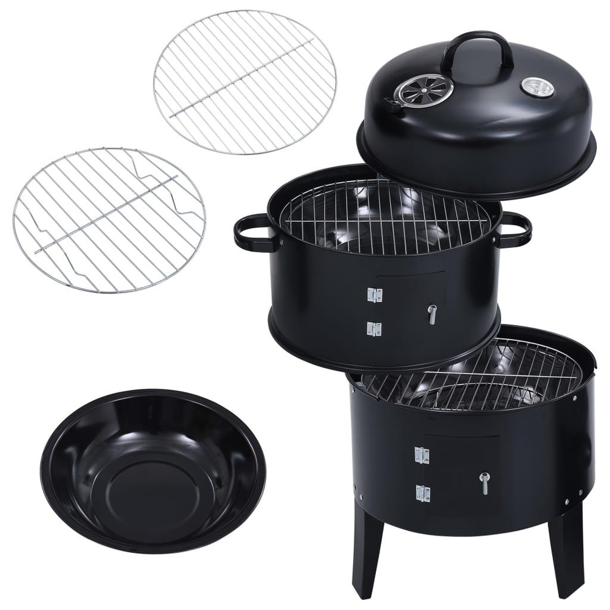 Voir la diapositive 4 : VIDAXL Gril barbecue au charbon 3 en 1 40x80 cm