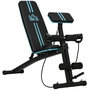 Voir la diapositive 1 : HOMCOM Banc de musculation pliable inclinable réglable sangles élastiques + support haltères inclus acier noir bleu