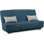Voir la diapositive 1 : MARKET24 COMFORT BULTEX Banquette clic-clac - 3 places - Tissu bleu + Coussins déco gri