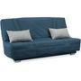Voir la diapositive 1 : MARKET24 COMFORT BULTEX Banquette clic-clac - 3 places - Tissu bleu + Coussins déco gri