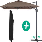 Habitat et Jardin Parasol jardin déporté Alu  Sun 4  - Rectangle - 3 x 4 m + Housse de protection - Taupe