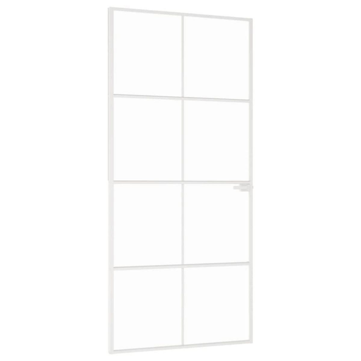 VIDAXL Porte d'interieur Blanc 93x201,5 cm Trempe verre aluminium fin