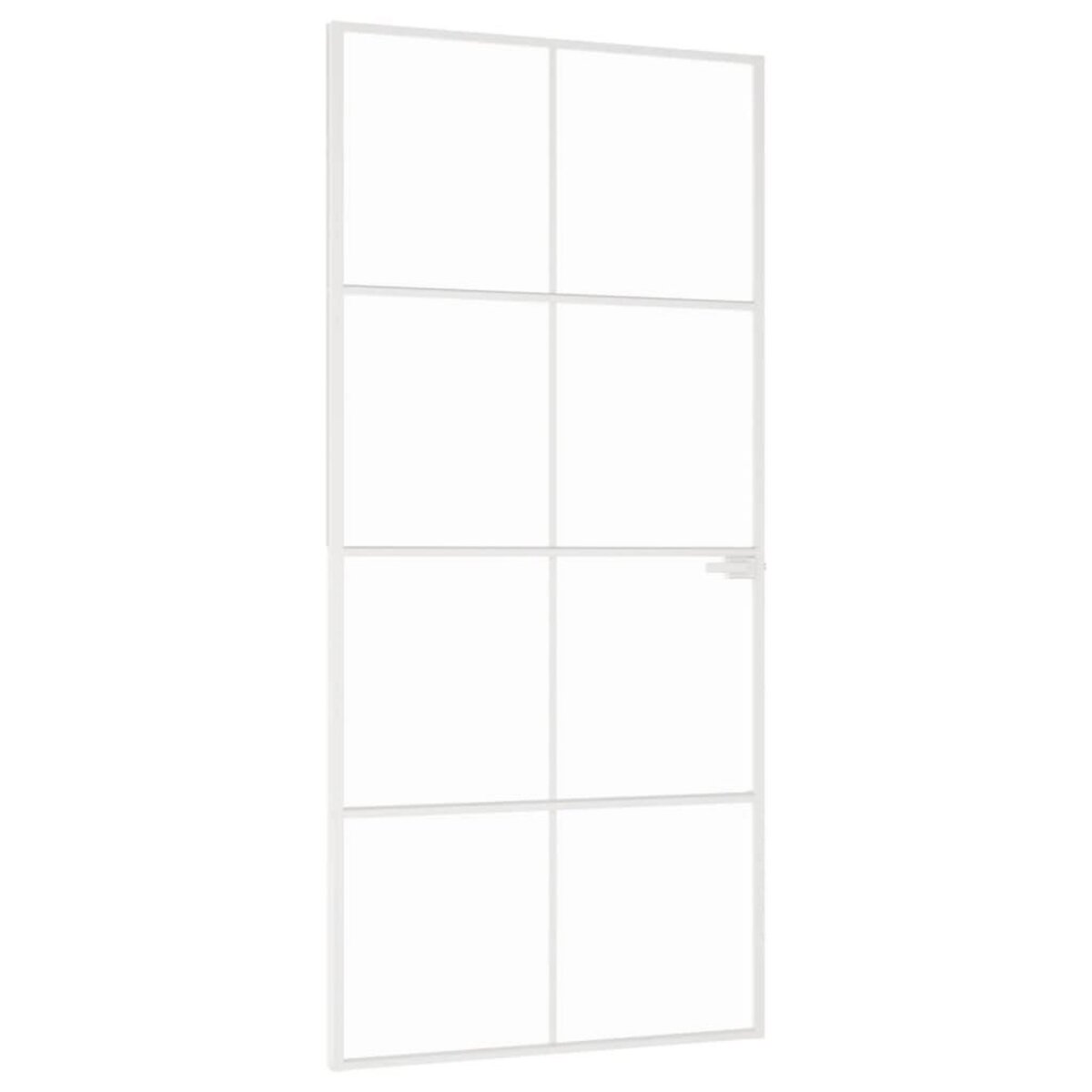 VIDAXL Porte d'interieur Blanc 93x201,5 cm Trempe verre aluminium fin