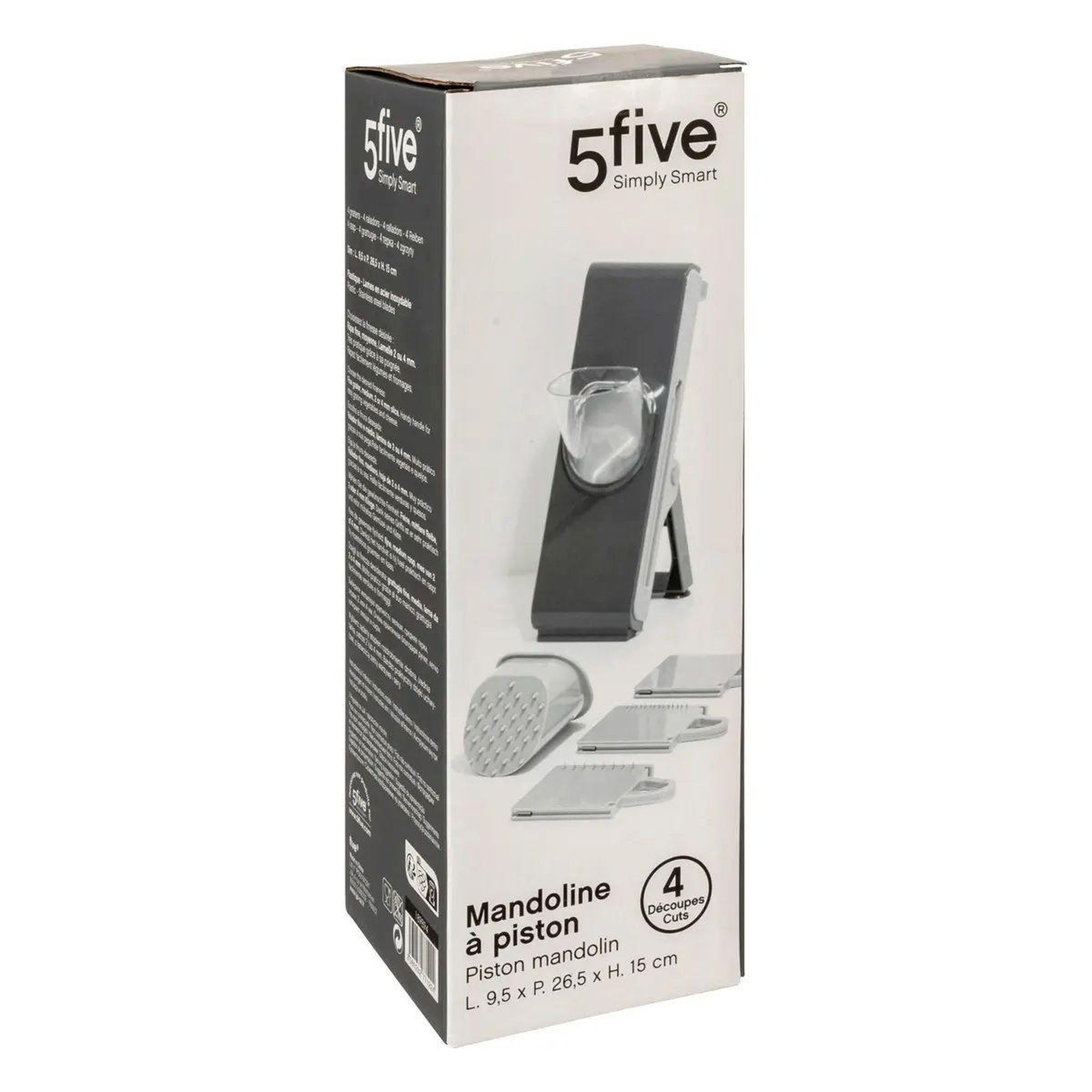 Voir la diapositive 5 : FIVE Mandoline à piston  multidécoupe  26cm gris