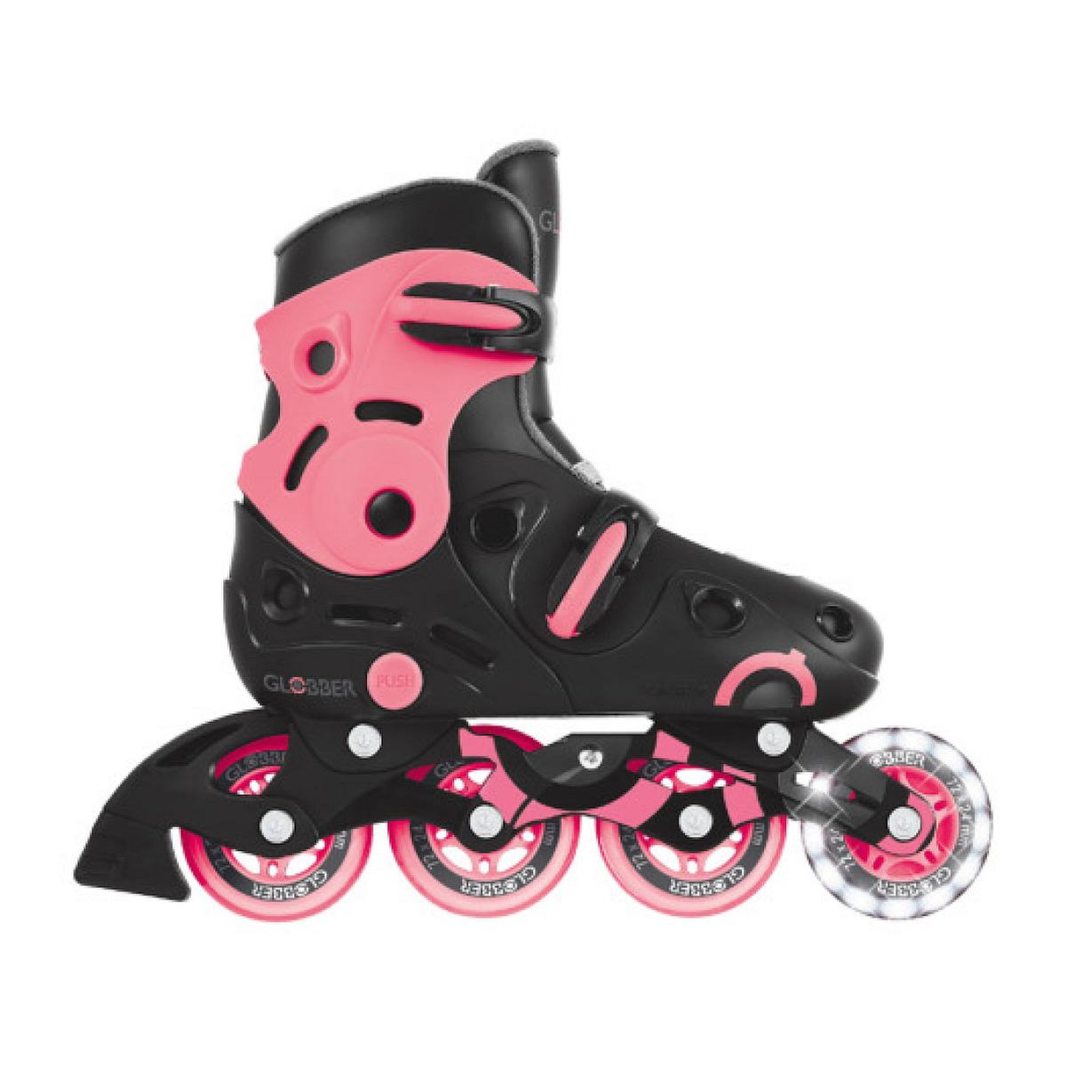 Globber Patins à Roulettes GO-SKATE - T. 34-37 - Noir/Corail Rose