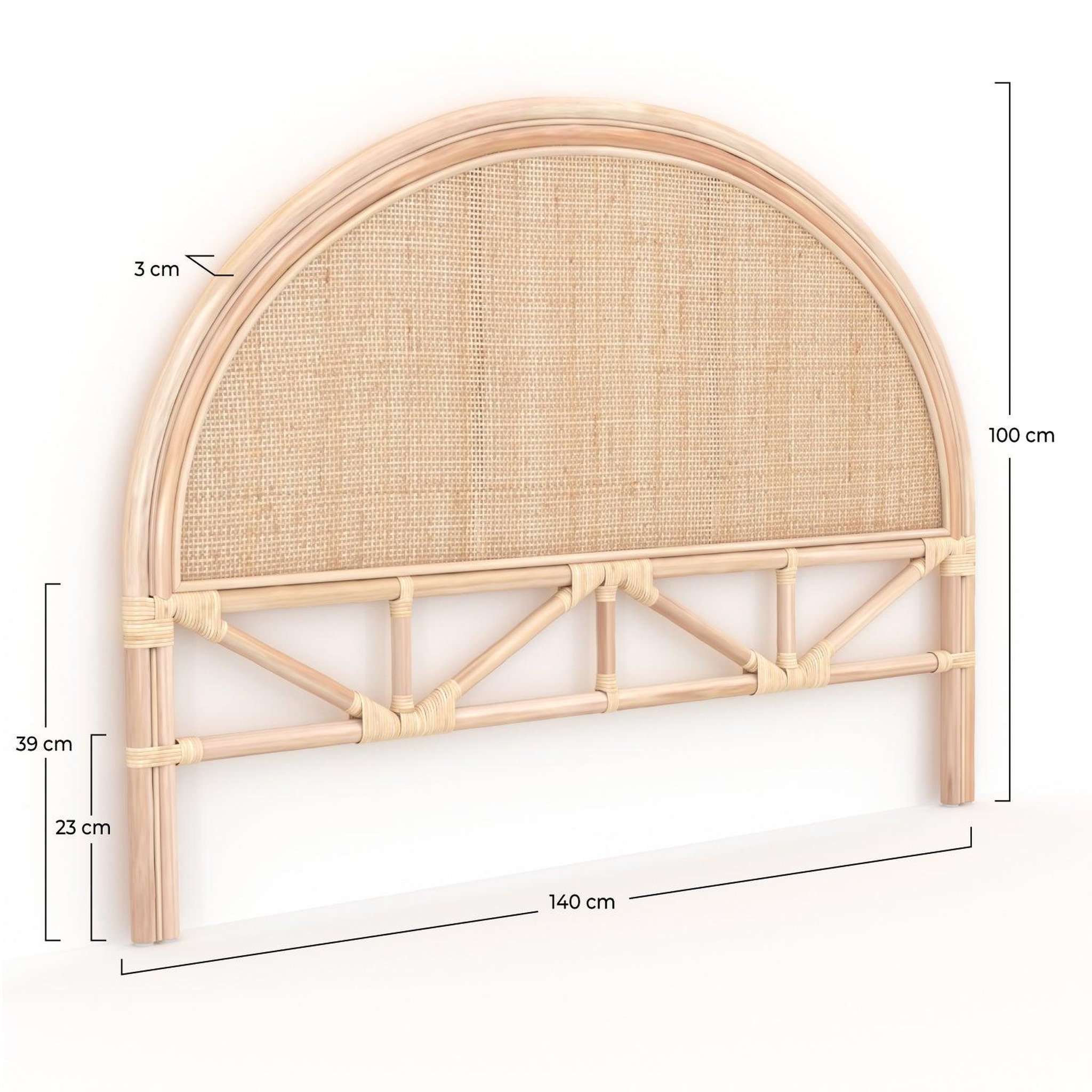 Voir la diapositive 4 : MAISON PAVANE Tête de lit en rotin naturel 140 cm-Madya
