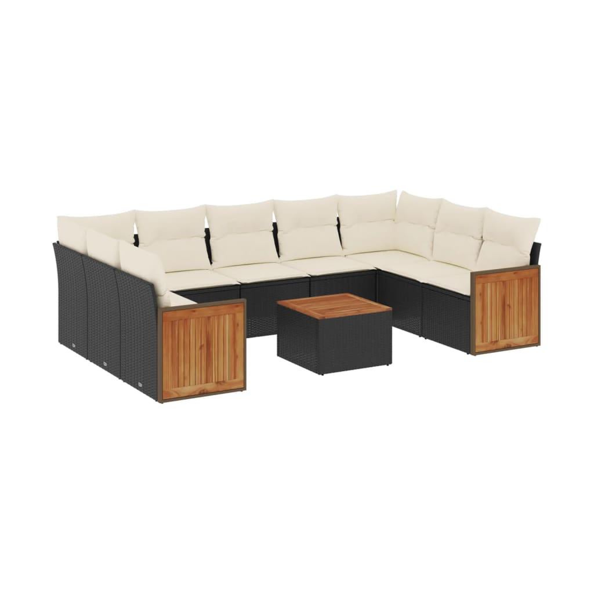 Voir la diapositive 2 : VIDAXL Salon de jardin 10 pcs avec coussins noir resine tressee