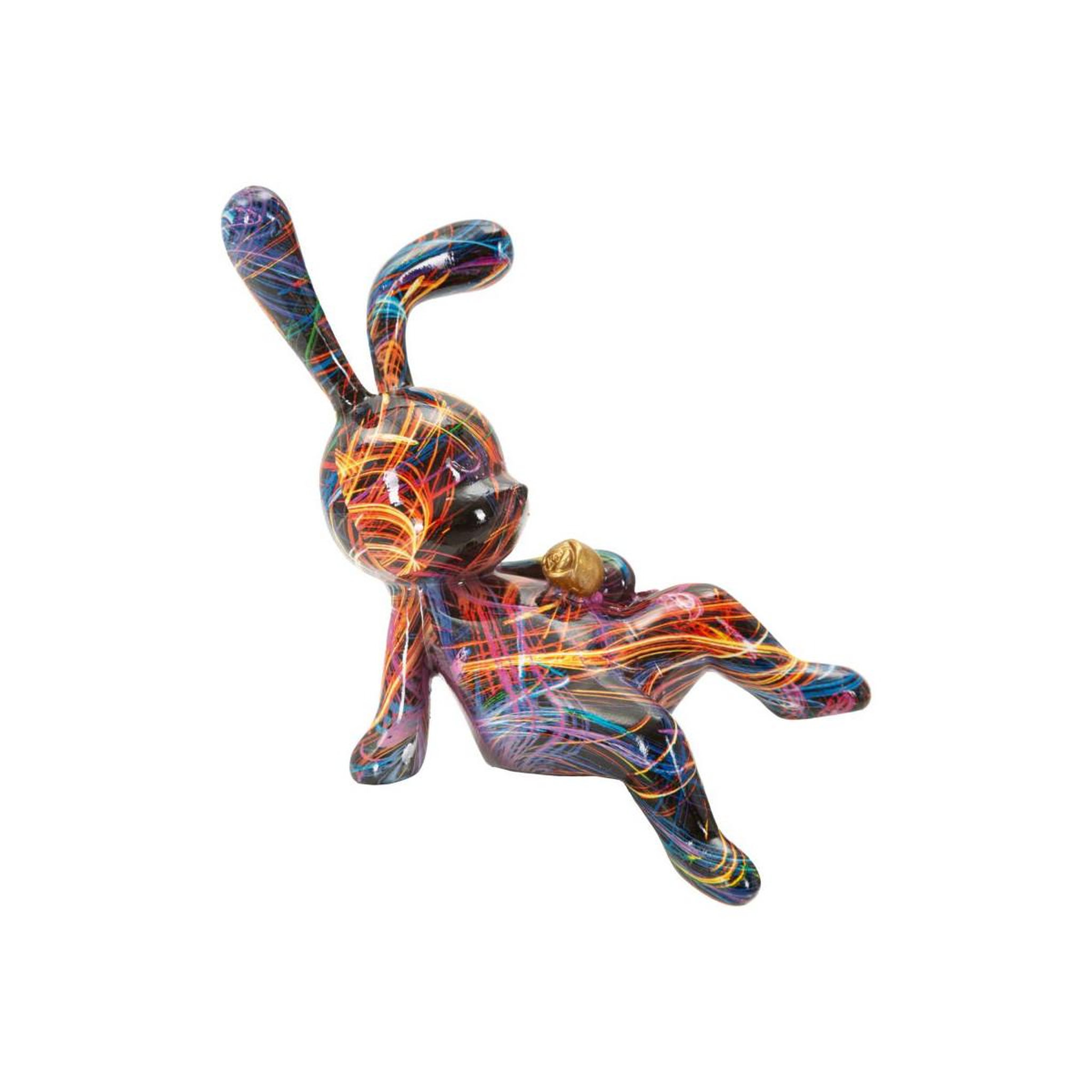 Paris Prix Lapin fleur en résine  psyco  22cm multicolore