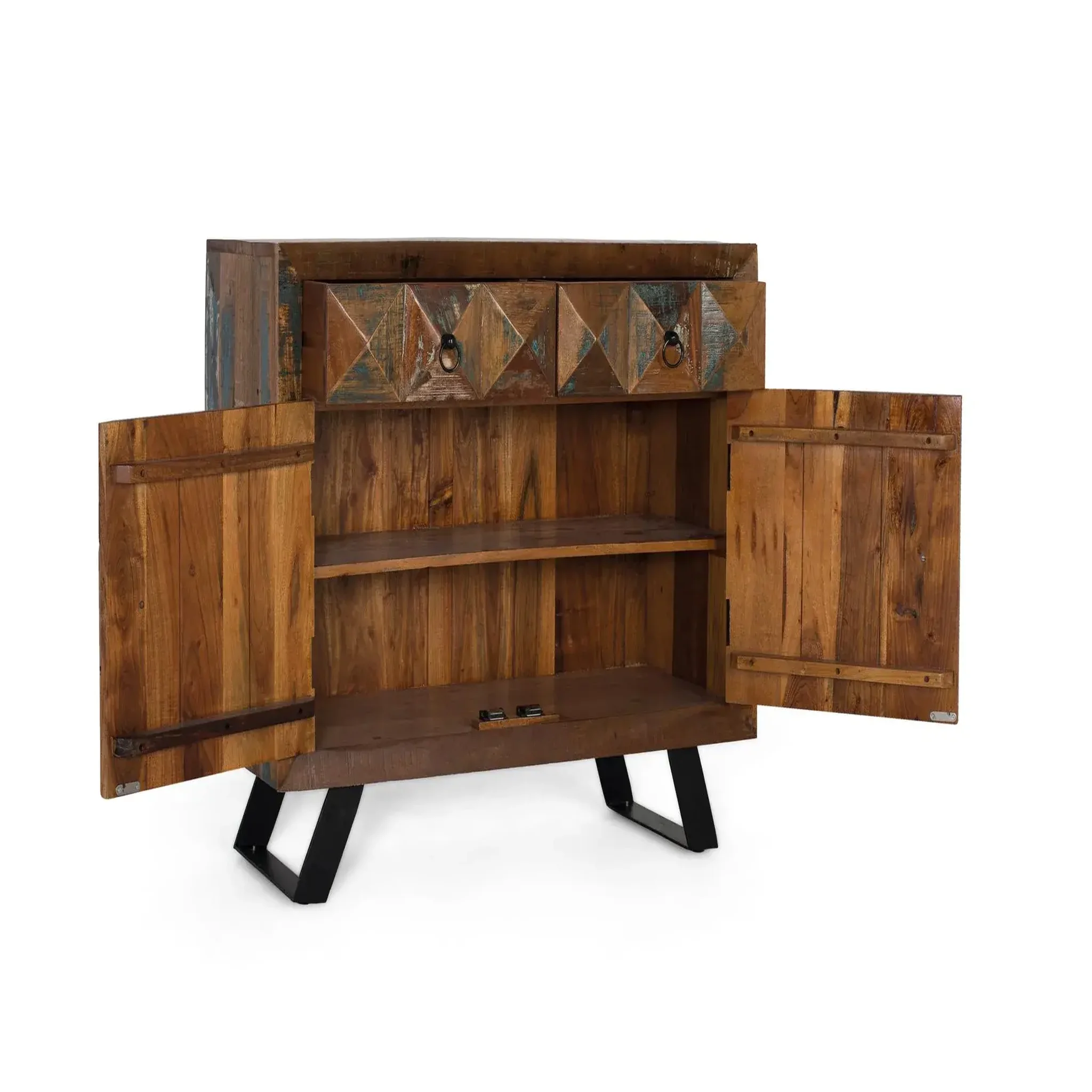 Voir la diapositive 3 : GINER Y COLOMER SL Console en bois recyclé 100 cm style industriel moderne