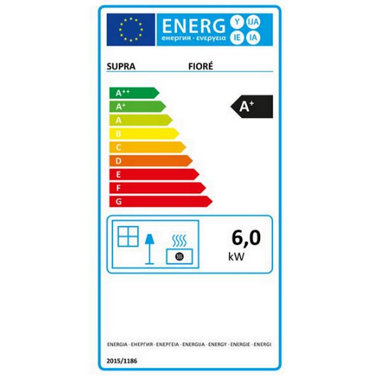 Supra Poêle à bois fonte 6kw gris - FIORE