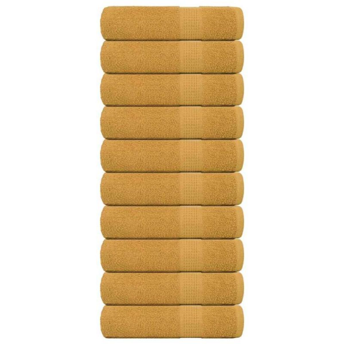 VIDAXL Serviettes de douche 10 pcs doré 70x140 cm 360 g m² 100% coton