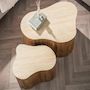 Voir la diapositive 4 : LISA DESIGN Jade - lot de 2 tables basses gigognes effet travertin - pieds en bois massif de manguier - 90 et 61 cm