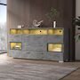 Voir la diapositive 4 : MERAX Buffet 2 porte(s) 3 tiroir(s) - 140 cm gris led panneau de particules