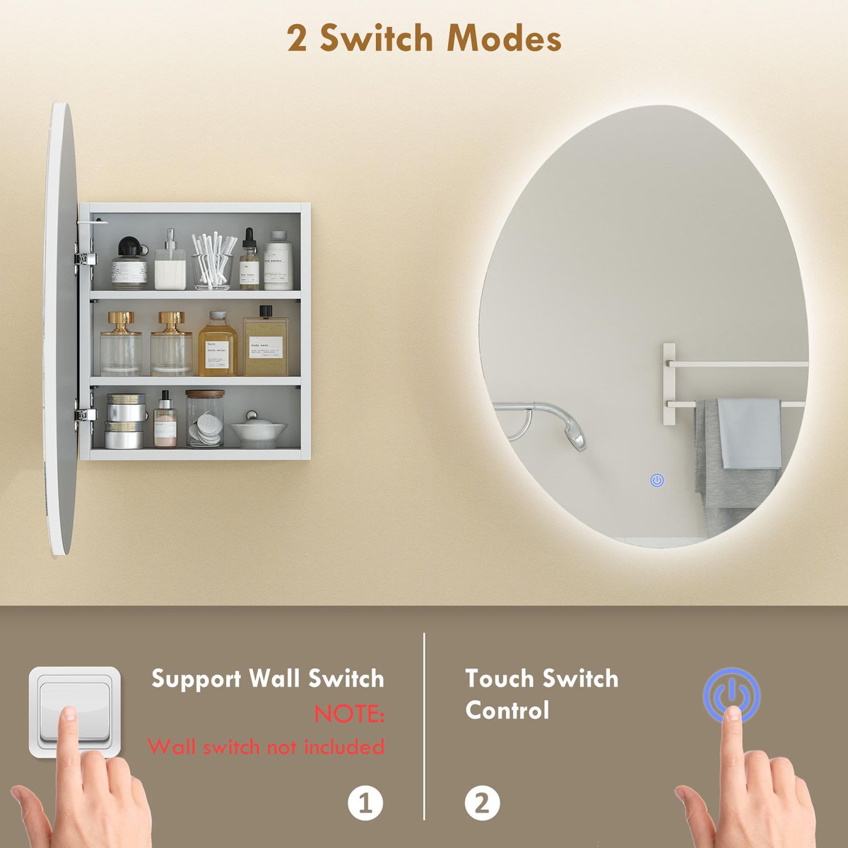 HOMCOM Armoire miroir organique LED réglable salle de bain 2 étagères