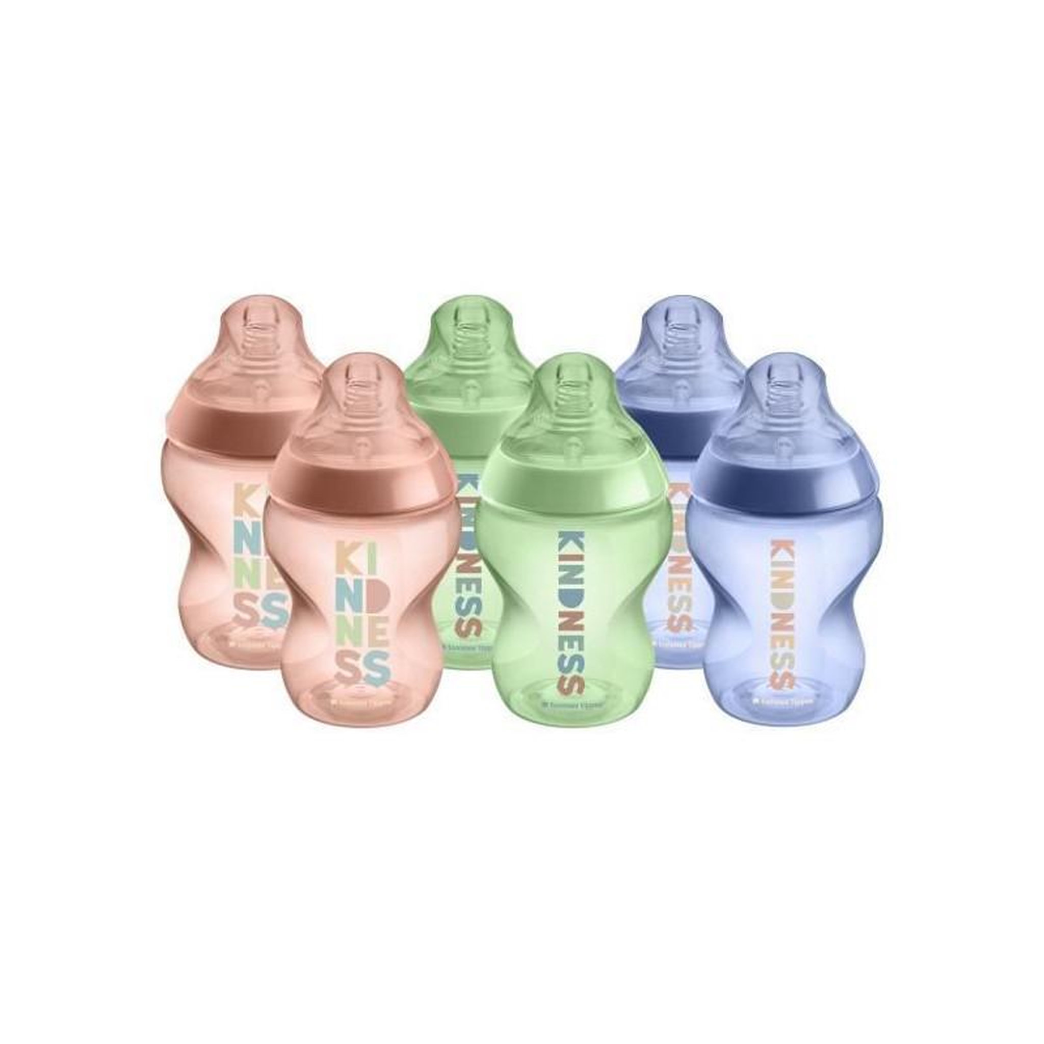 TOMMEE TIPPEE TOMMEE TIPPEE - Lot de 6 biberons Closer to Nature - Tetine valve Anti-Colique - 260ml - Multicolore