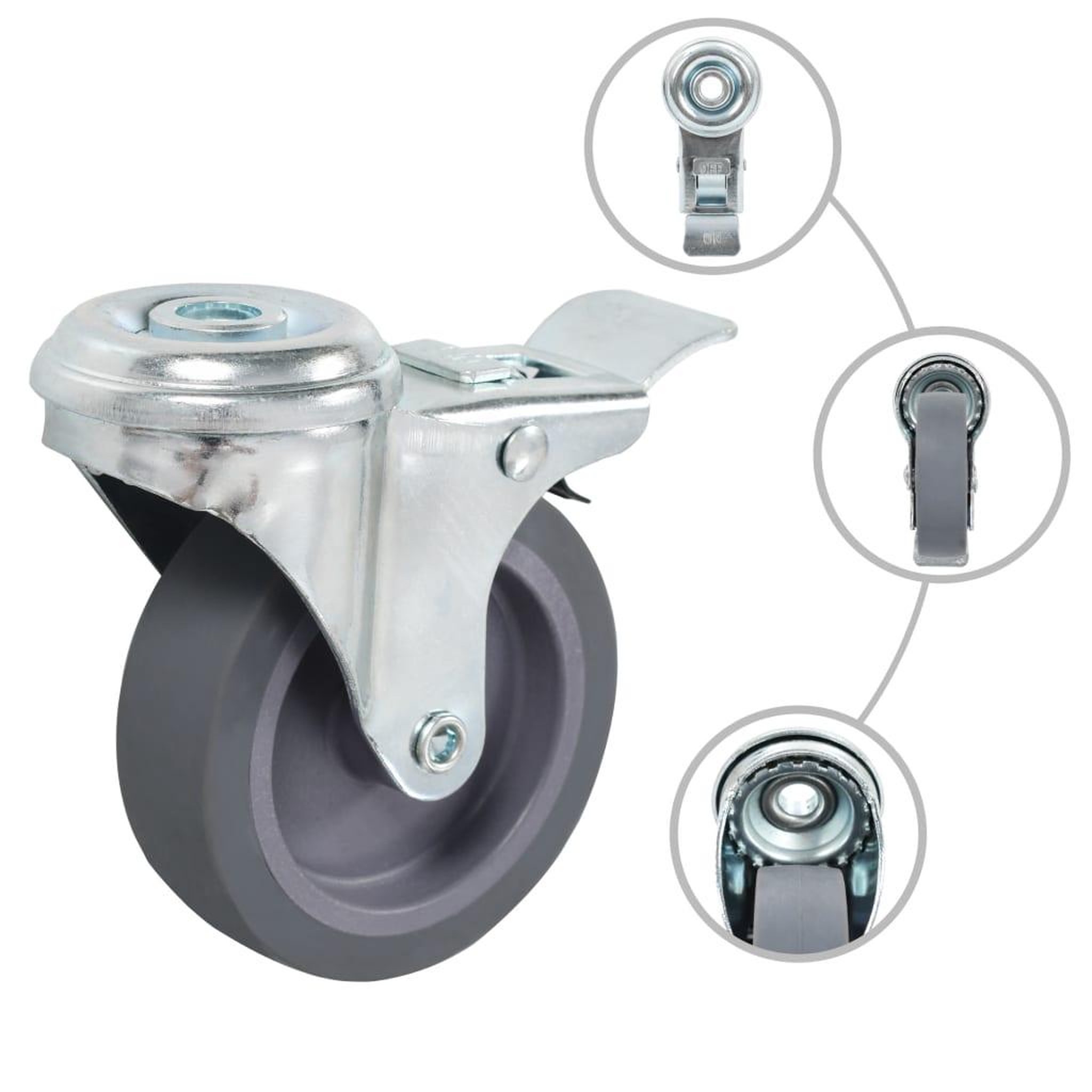 Voir la diapositive 2 : VIDAXL 12 pcs Roulettes pivotantes a trou de boulon 75 mm
