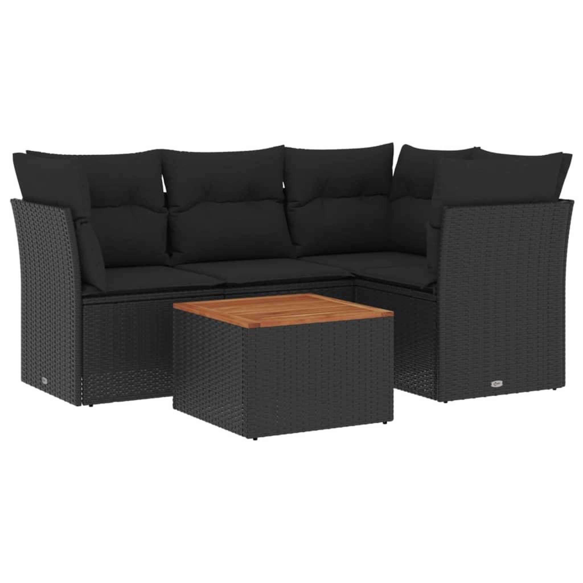 Voir la diapositive 2 : VIDAXL Salon de jardin 5 pcs avec coussins noir resine tressee