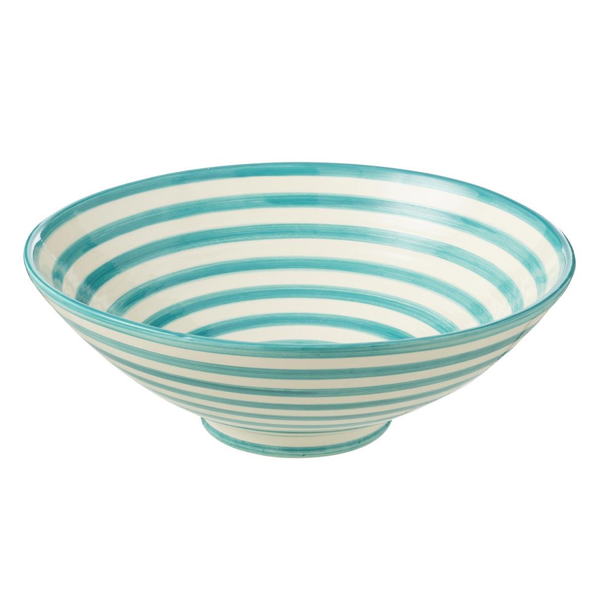 J-LINE Saladier en céramique  granada rayure  40cm bleu aqua