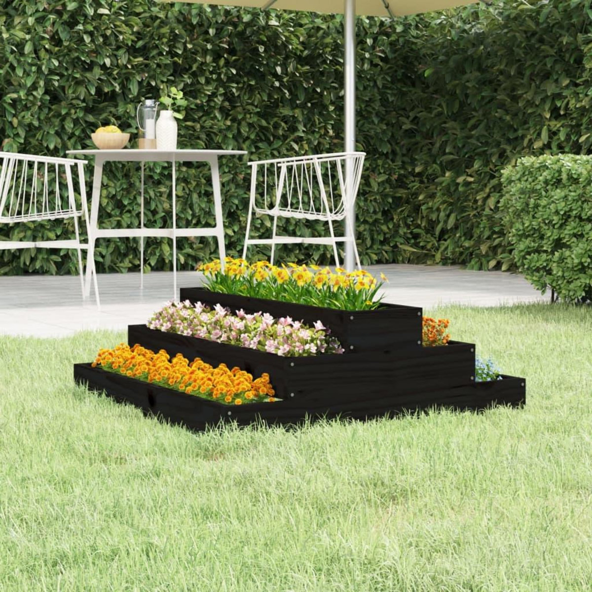 VIDAXL Jardiniere Noir 80x80x27 cm Bois massif de pin