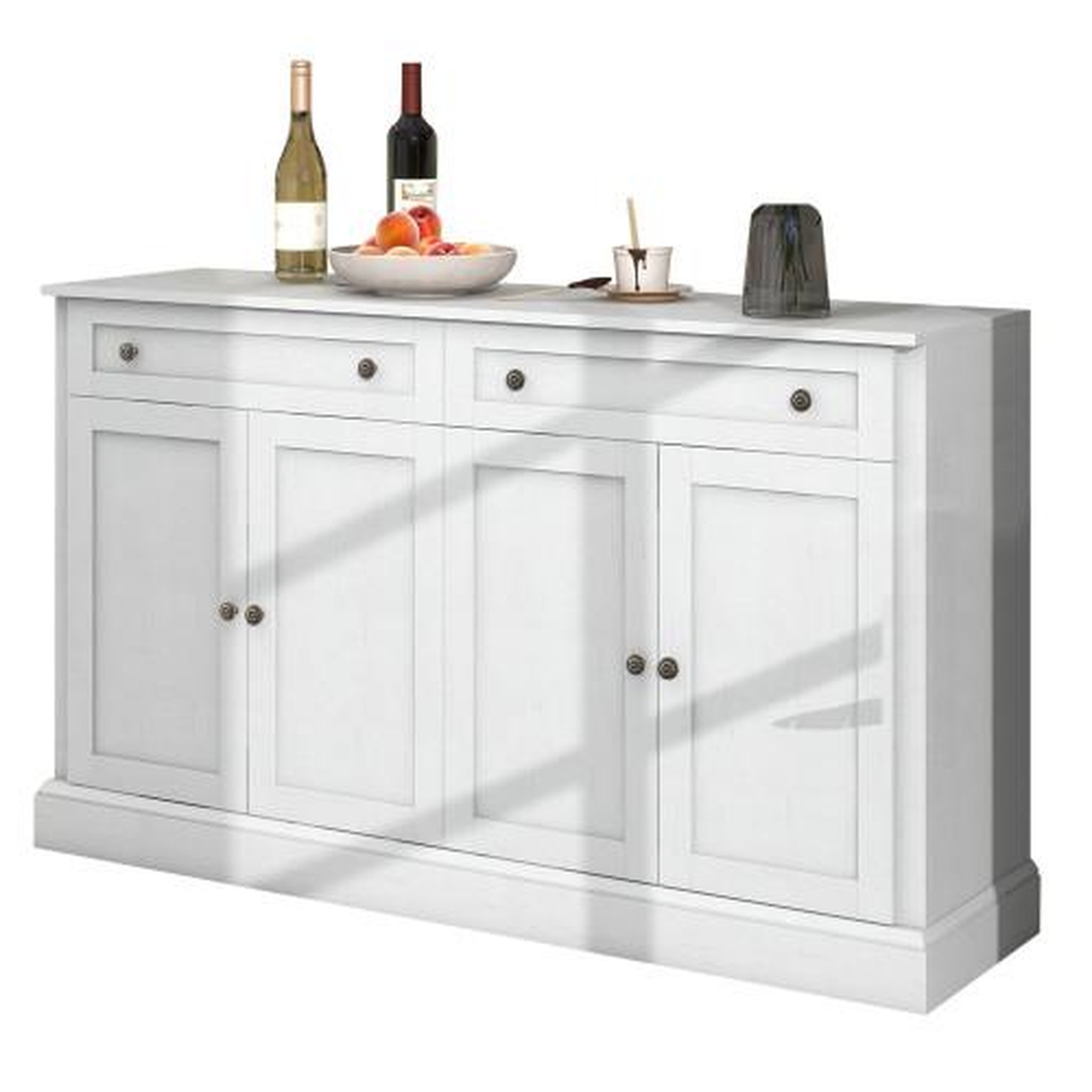 MERAX Buffet 4 porte(s) 2 tiroir(s) - 150 cm blanc panneau de particules