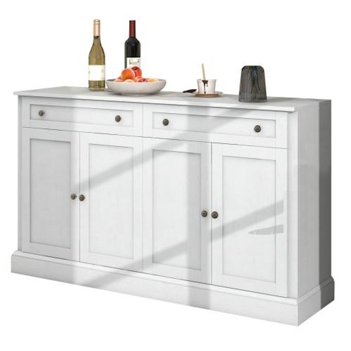 MERAX Buffet 4 porte(s) 2 tiroir(s) - 150 cm blanc panneau de particules