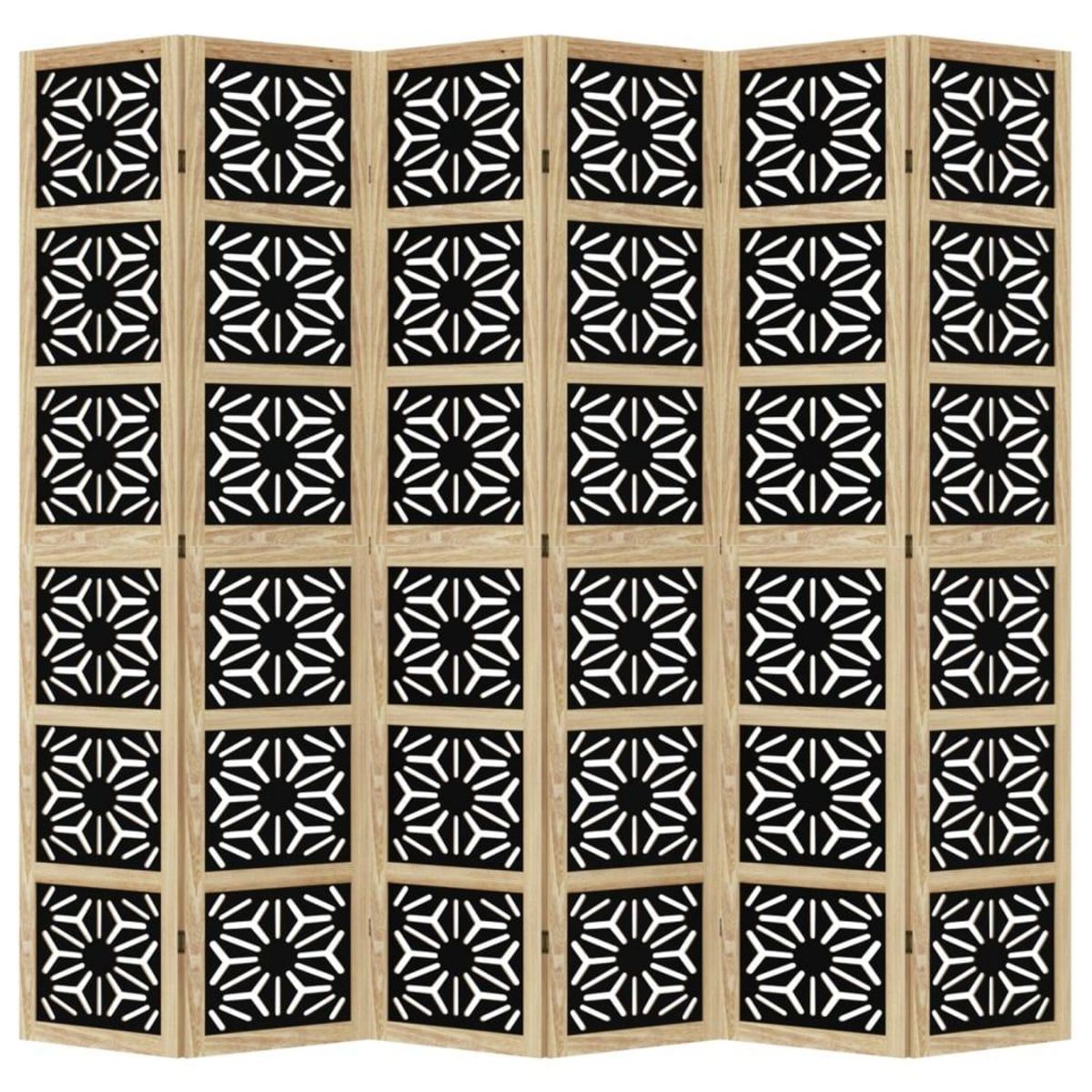 VIDAXL Cloison de separation 6 panneaux marron noir paulownia massif