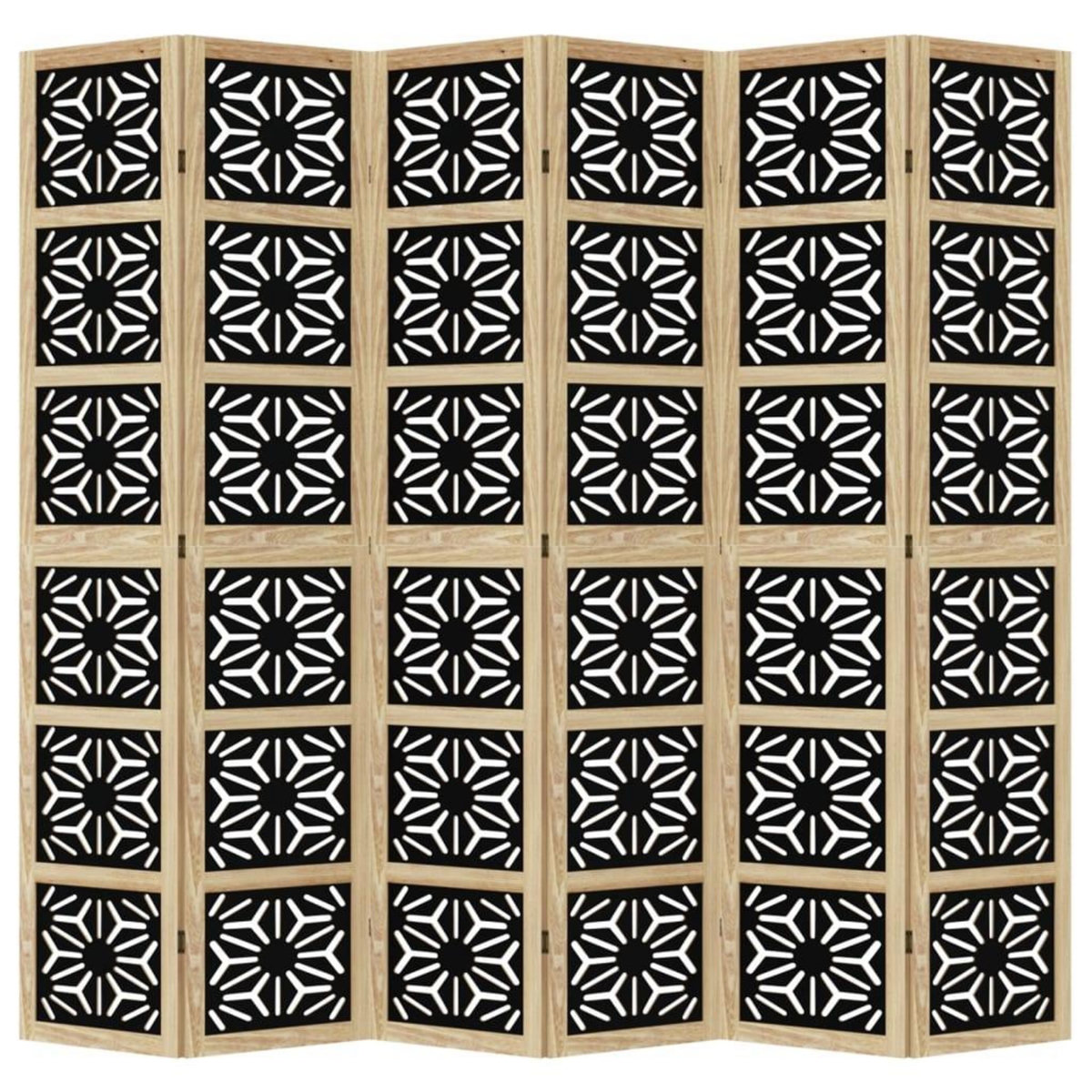 VIDAXL Cloison de separation 6 panneaux marron noir paulownia massif