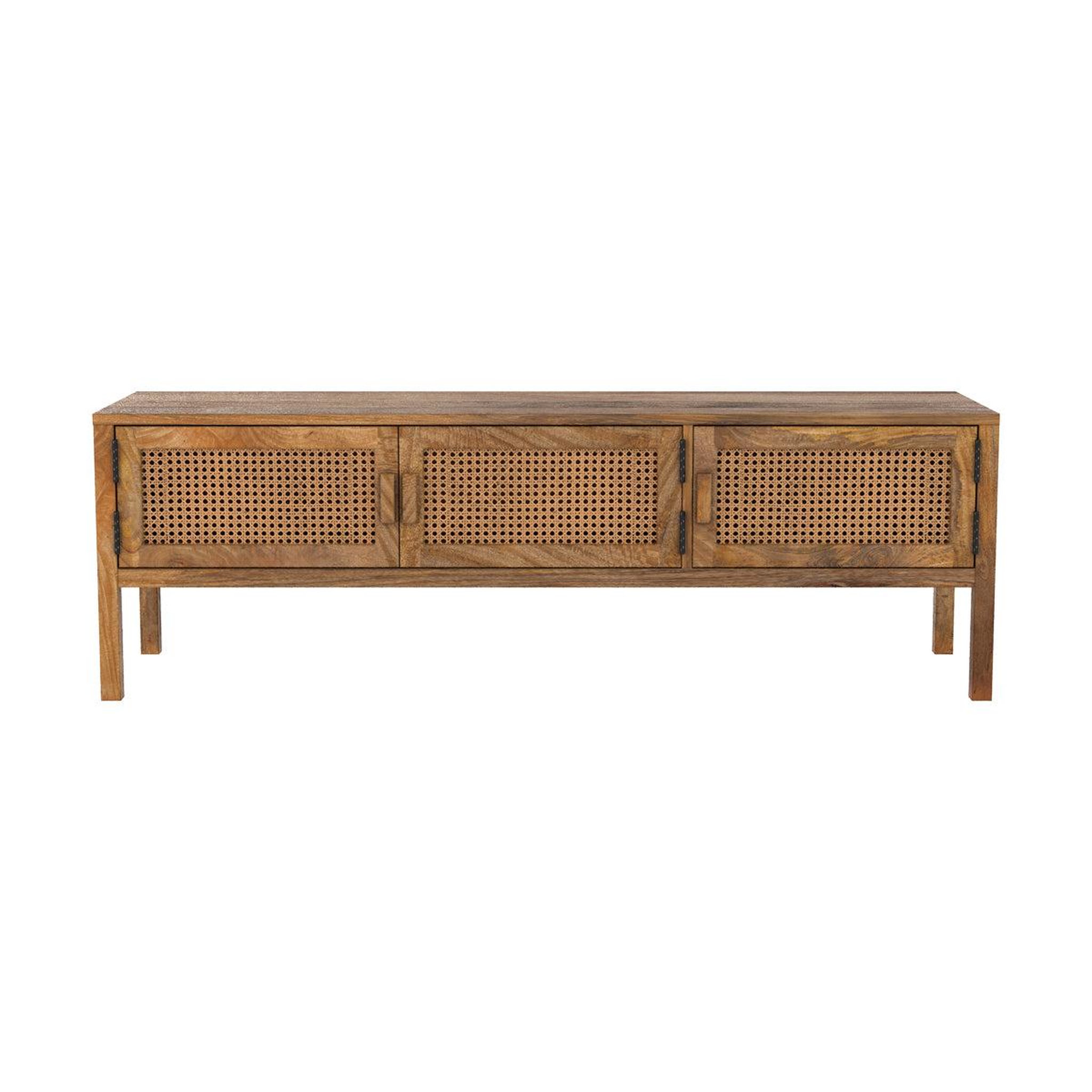 MAISON PAVANE Meuble tv en bois de manguier et cannage 140 cm-tiki