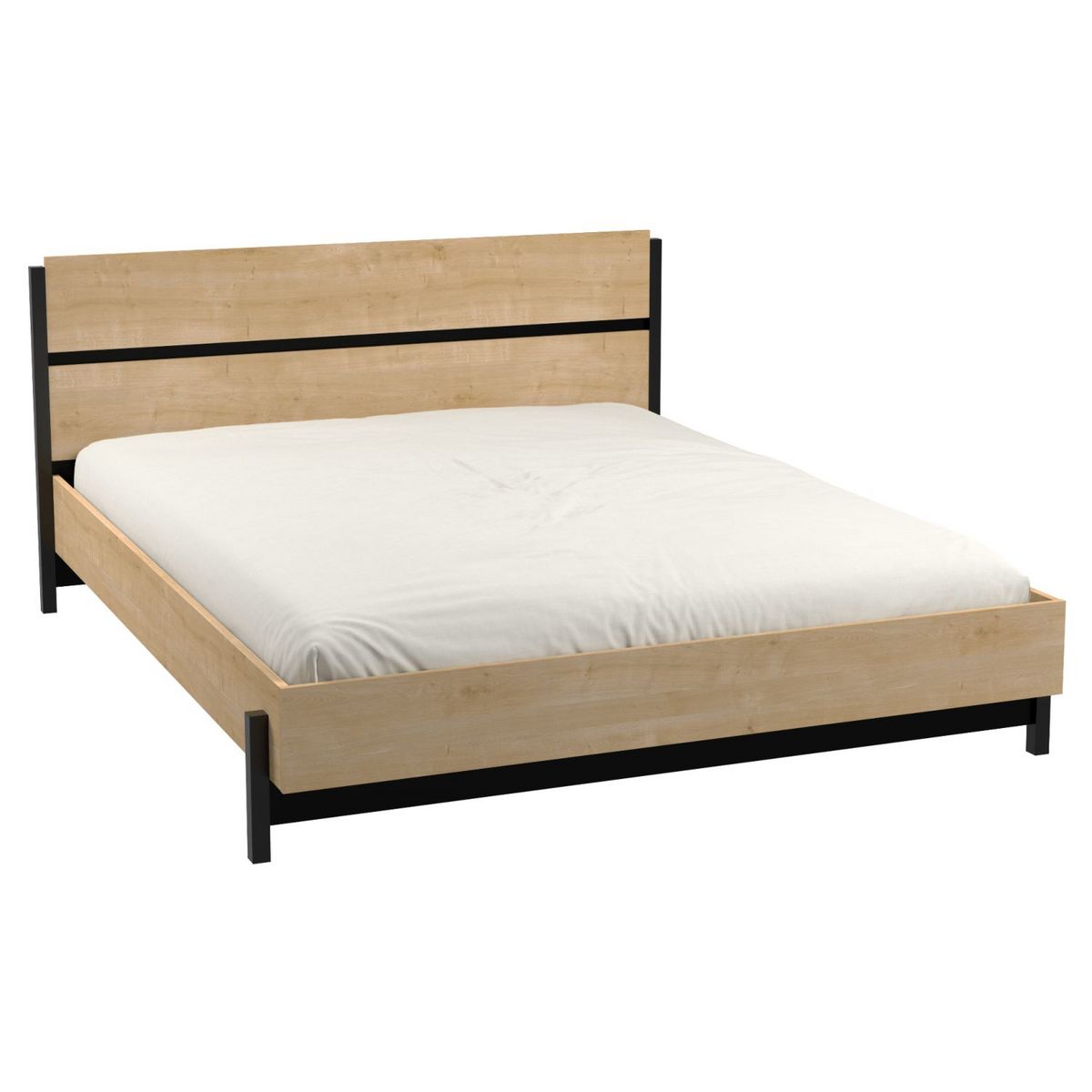 Lit double 160 cm  avec tête de lit esprit industriel DOWNTOWN
