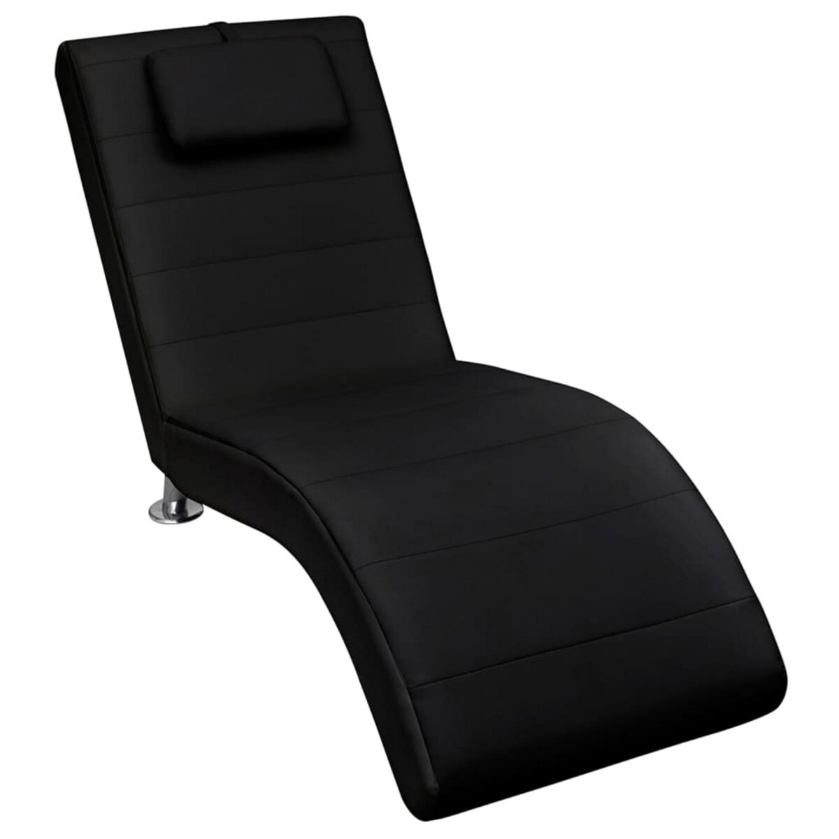 VIDAXL Chaise longue avec oreiller Noir Similicuir