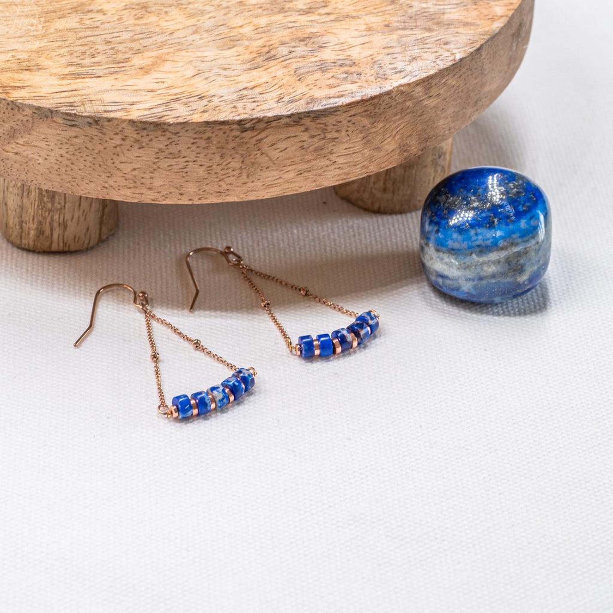 Voir la diapositive 4 : SLOYA Boucles d'oreilles Piana en pierres Lapis-lazuli
