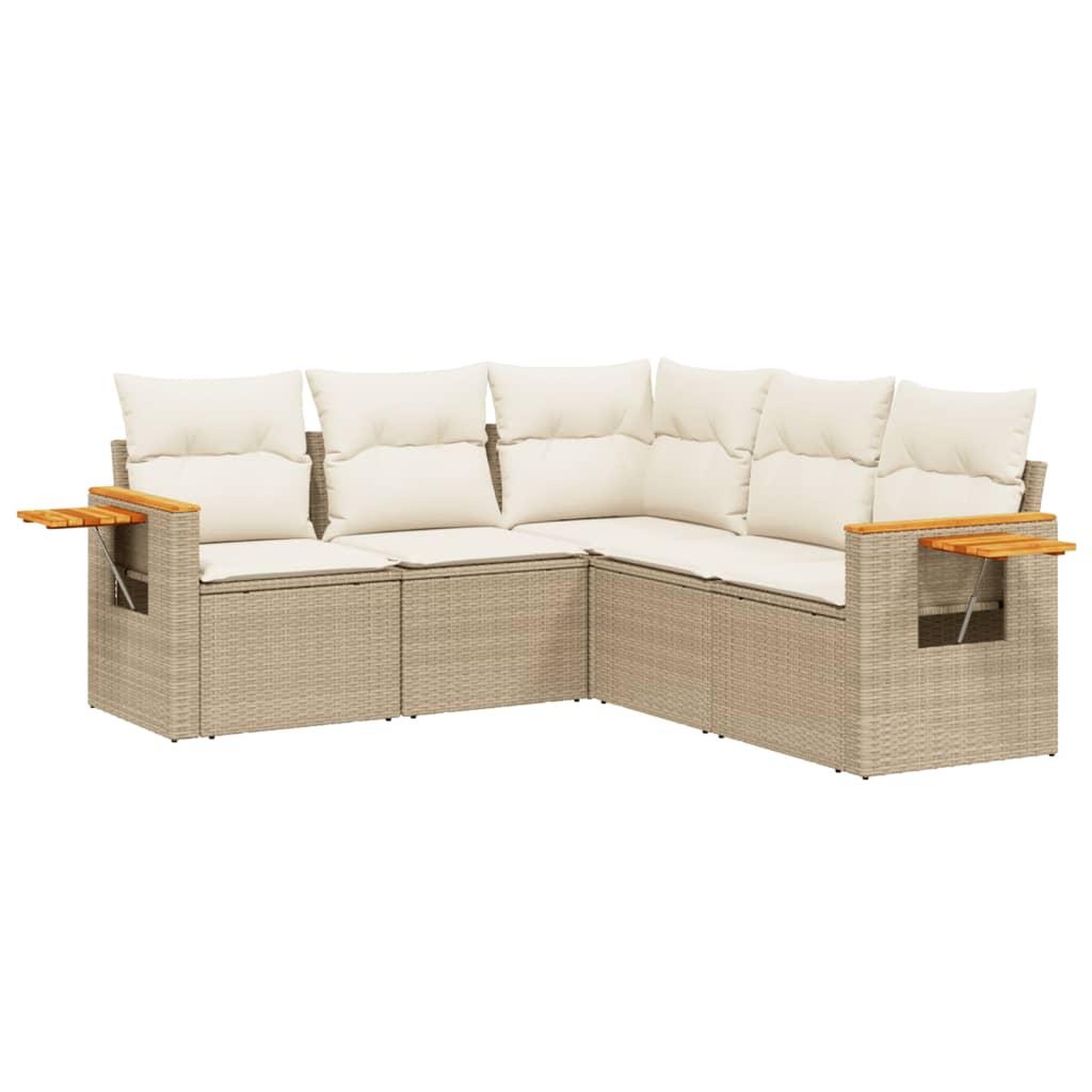 Voir la diapositive 2 : VIDAXL Salon de jardin avec coussins 5 pcs beige resine tressee
