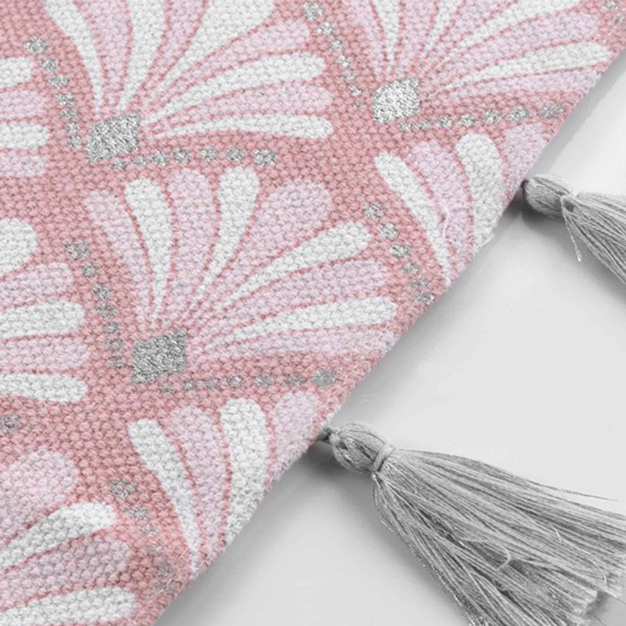 Voir la diapositive 2 : Douceur d'Intérieur Tapis déco à pompons  art chic  50x80cm rose