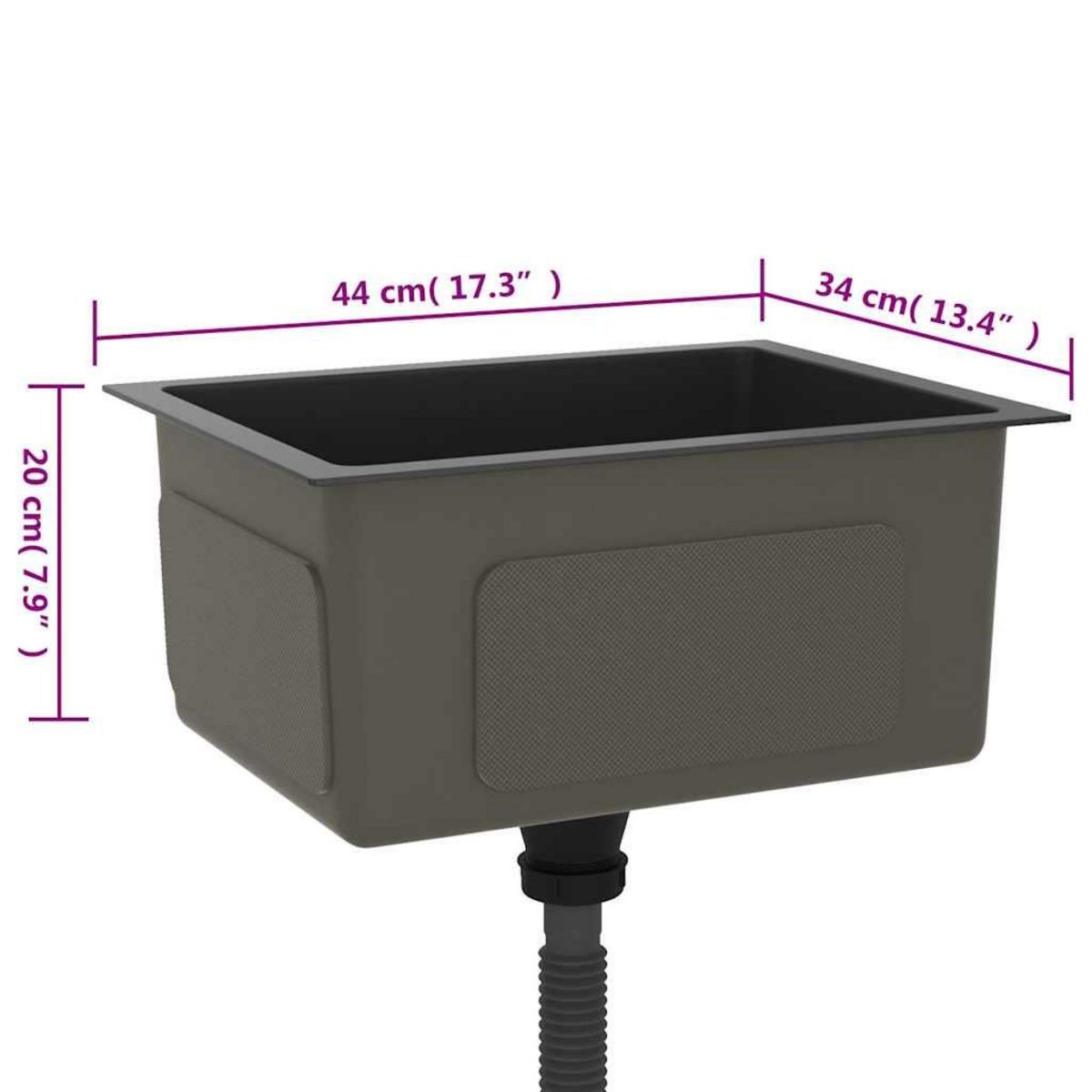 VIDAXL Evier de cuisine fait main Noir Acier inoxydable