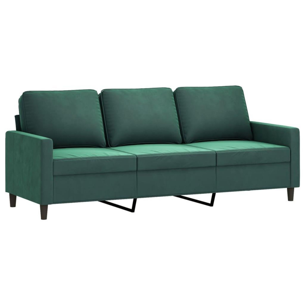 VIDAXL Canape a 3 places Vert fonce 180 cm Velours