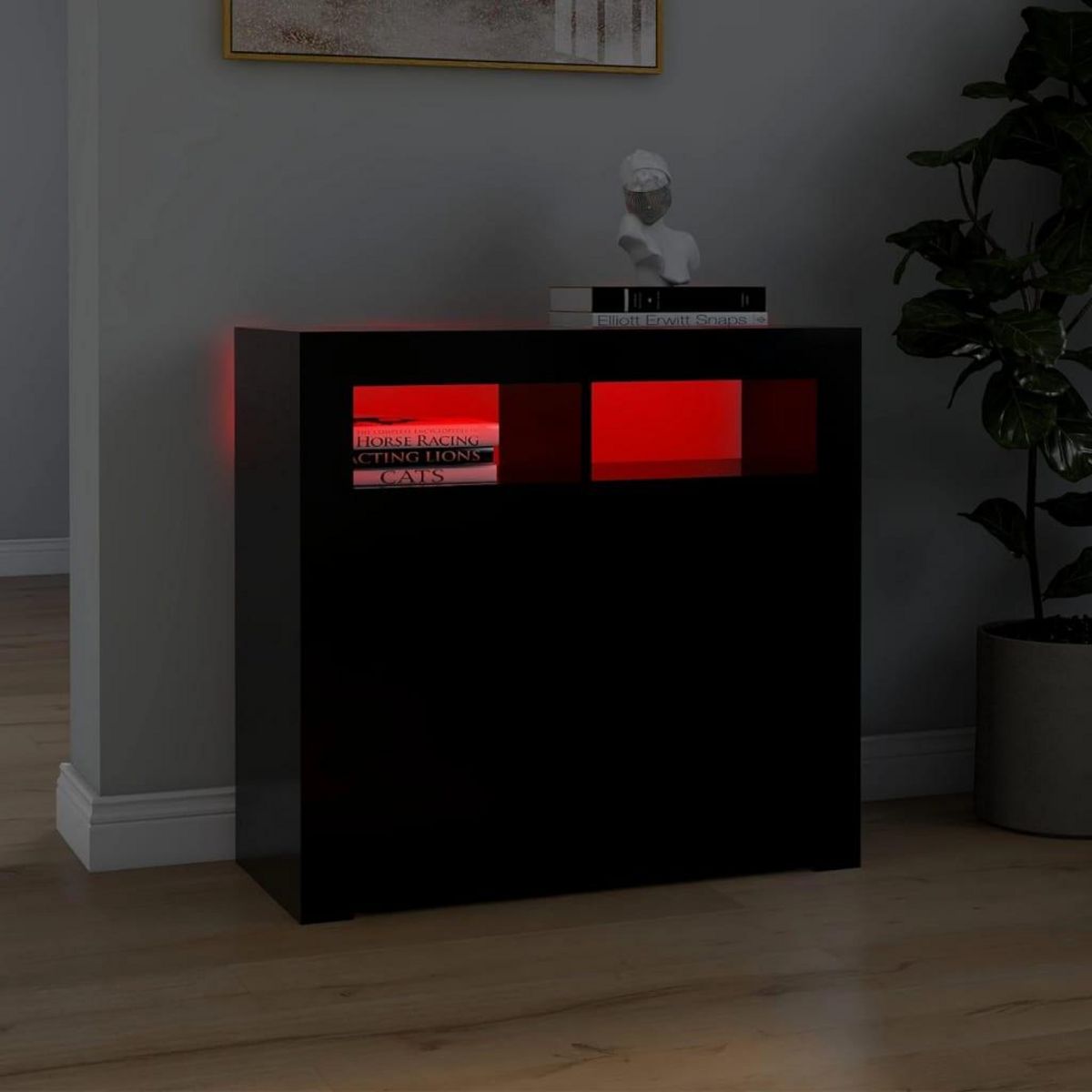 VIDAXL Buffet avec lumieres LED noir 80x35x75 cm