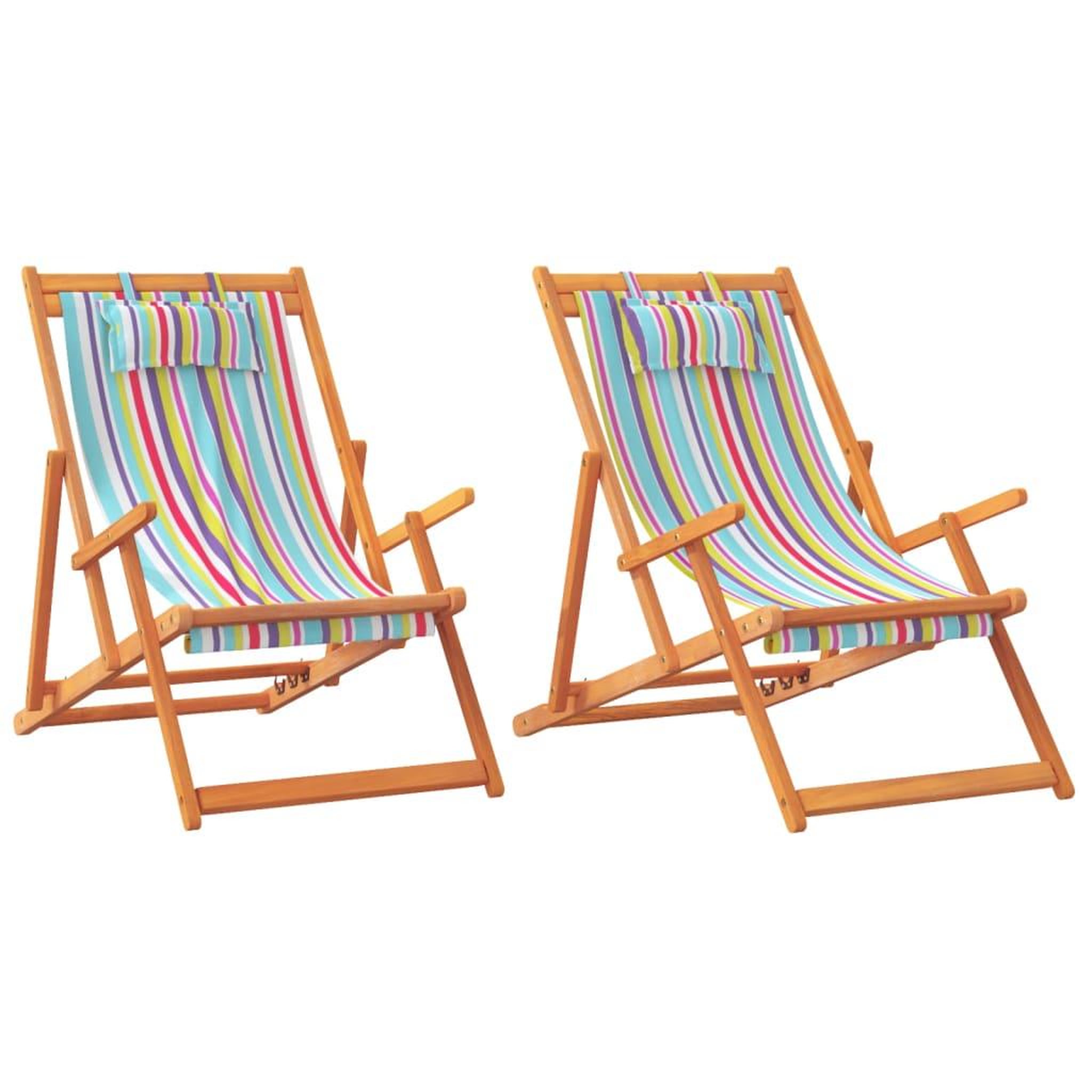 Voir la diapositive 2 : VIDAXL Chaises de plage pliables lot de 2 multicolore tissu