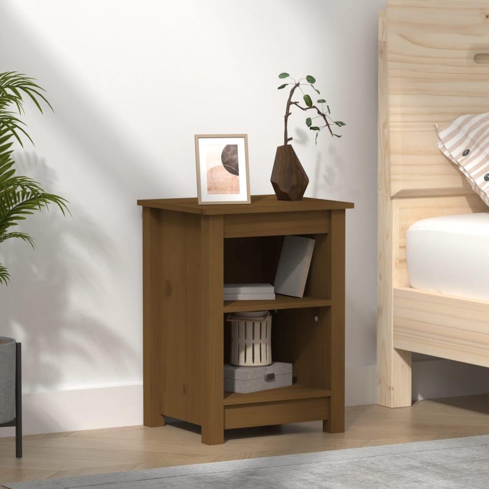 VIDAXL Table de chevet Marron miel 40x35x55 cm Bois de pin solide