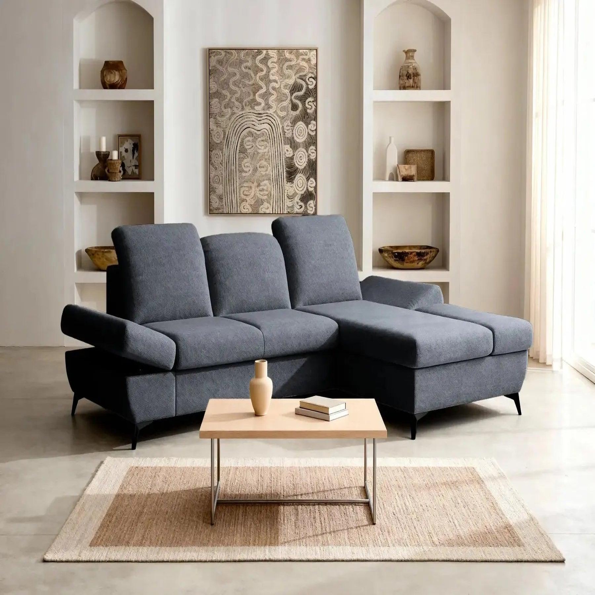 Voir la diapositive 4 : CASANOVA PARIS Livia - canapé d'angle convertible tissu chiné