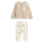 Petit Béguin Ensemble gilet et pantalon bébé en velours Câlins. Coloris disponibles : Beige
