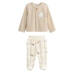 Petit Béguin Ensemble gilet et pantalon bébé en velours Câlins. Coloris disponibles : Beige