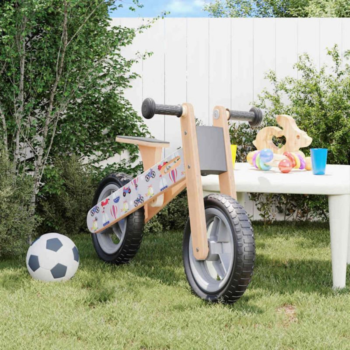 VIDAXL Vélo d équilibre pour enfants imprimé gris