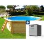 Voir la diapositive 1 : Habitat et Jardin Piscine bois   Hawai   - 4.10 x 1.18 m + Mini pompe à chaleur 3.5kW - Métal - Gris