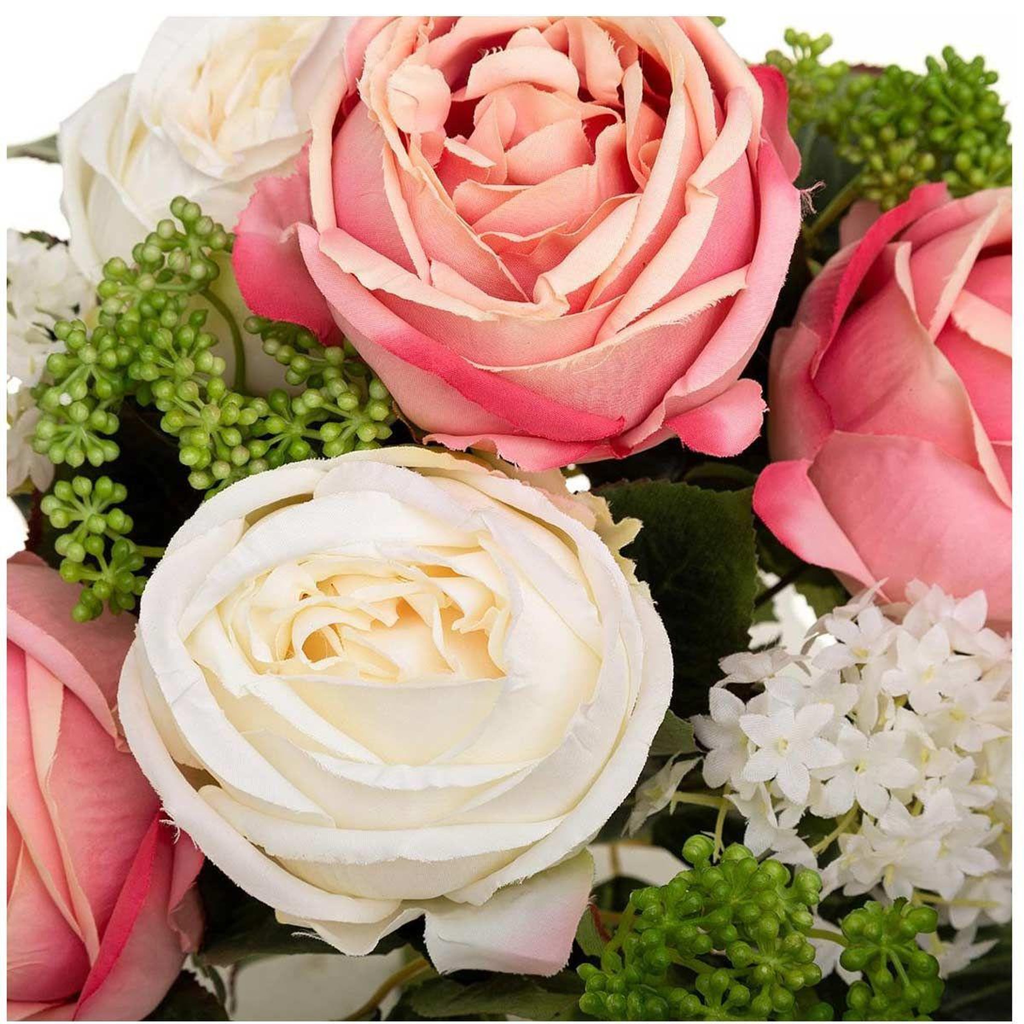 Voir la diapositive 2 : ATMOSPHERA Bouquet de fleurs  vero  35cm rose & blanc