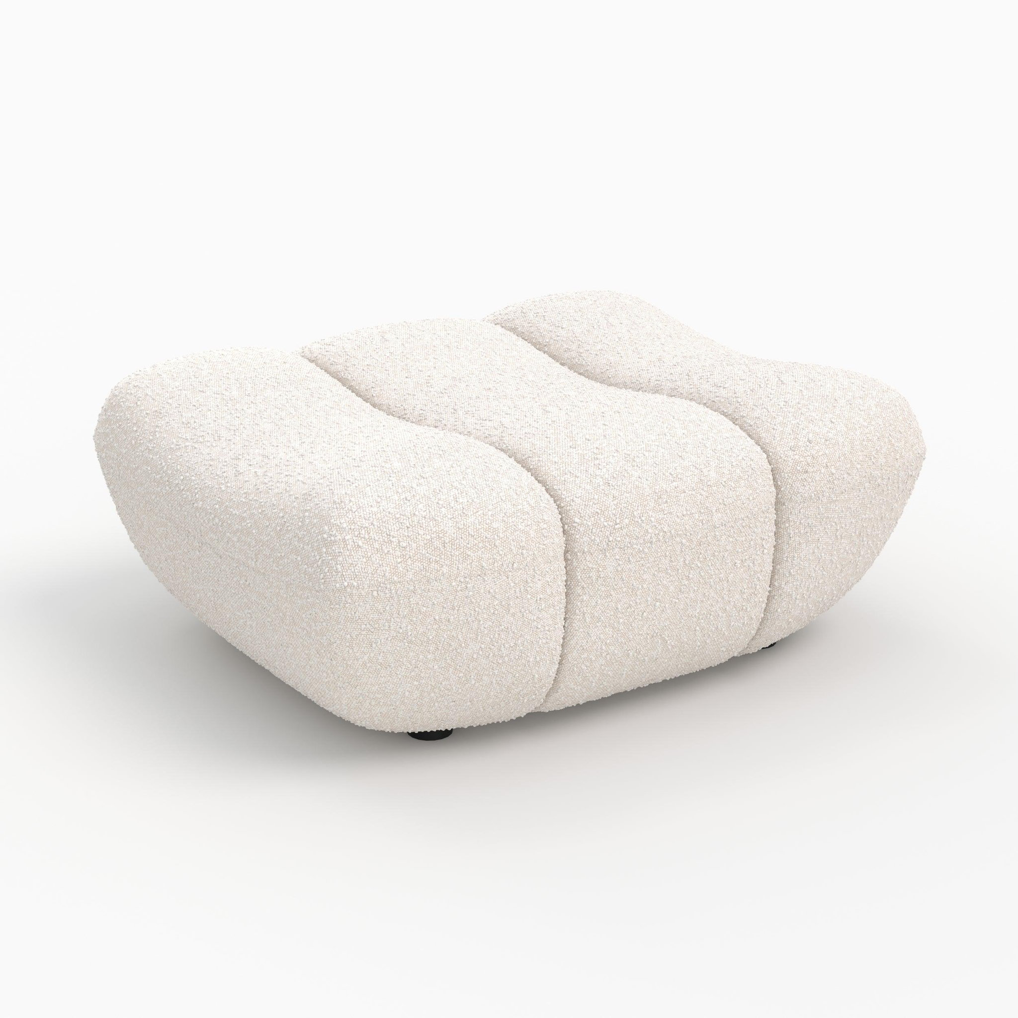 Voir la diapositive 6 : MAISON PAVANE Pouf repose-pieds en tissu bouclé blanc-teddy