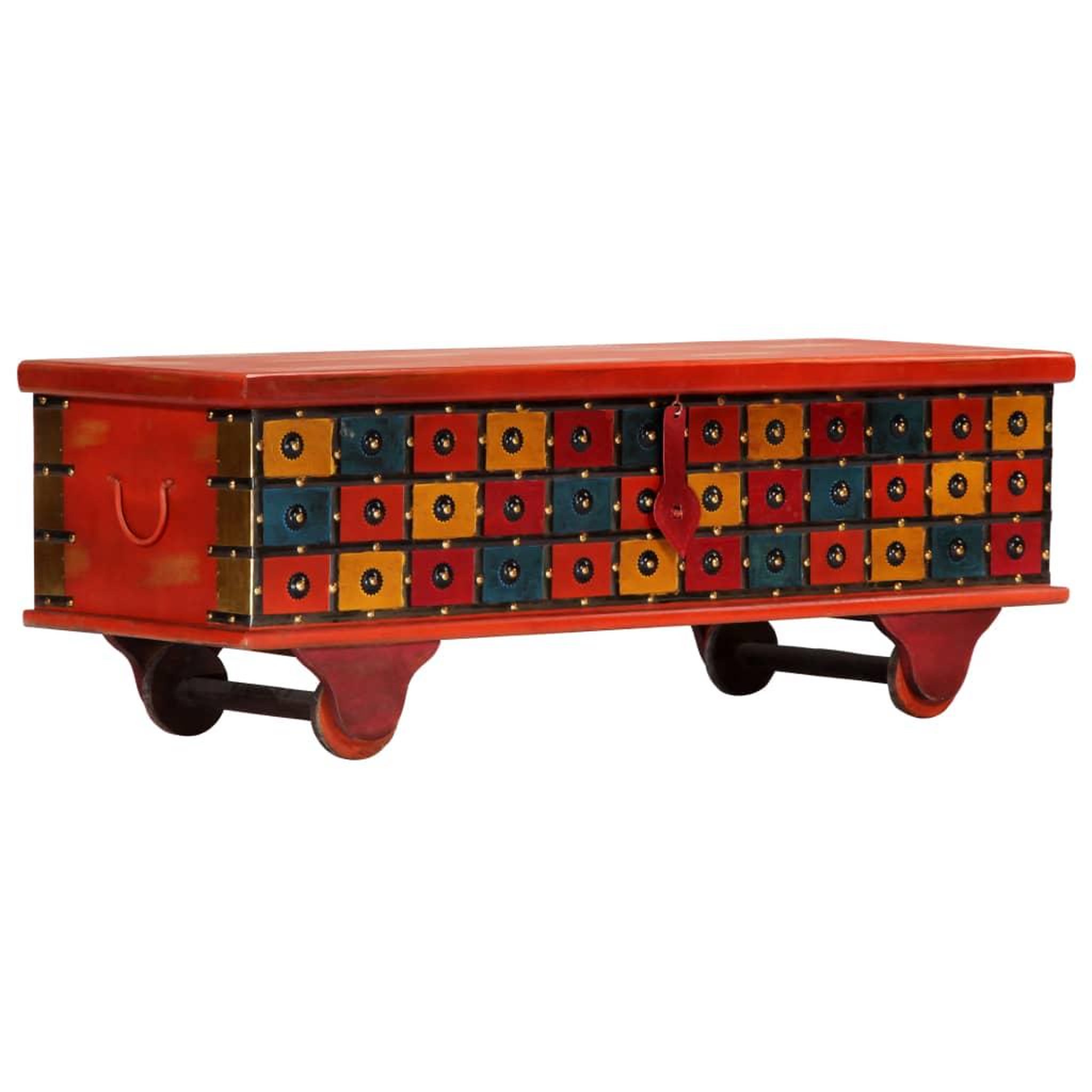 Voir la diapositive 3 : VIDAXL Boîte de rangement Rouge 110x40x40 cm Bois d'acacia massif