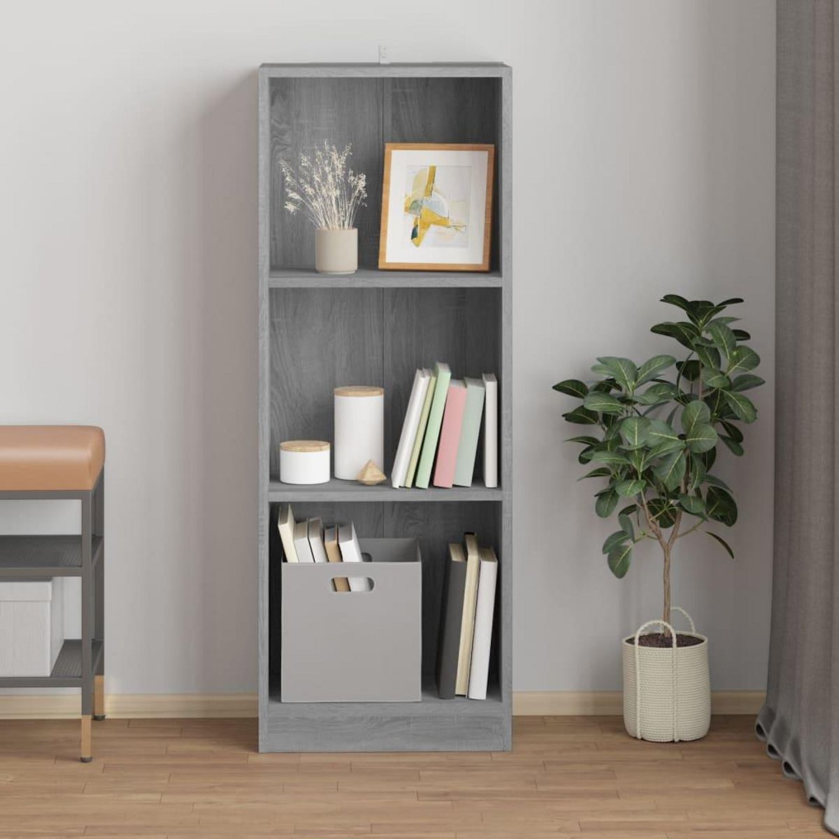 VIDAXL Bibliotheque 3 niveaux Sonoma gris 40x24x109 cm